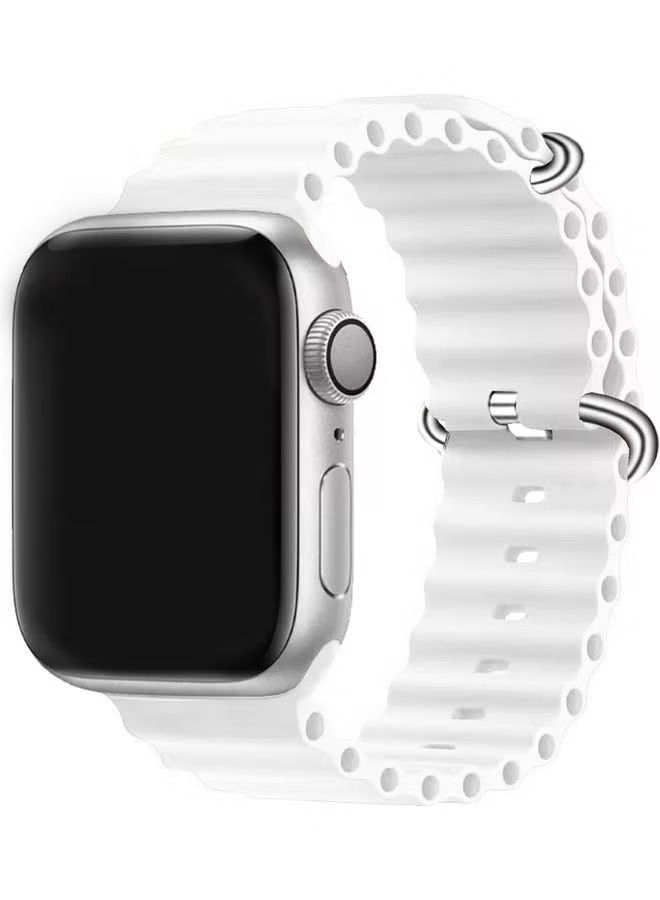 Zaboon Apple Watch Ocean Band 49mm 45mm 44mm 42mm Soft Silicone Loop Strap for iWatch Series Ultra/8/7/SE/6/5/4/3/2/1 White - Image 1