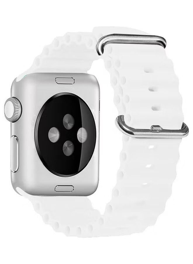Zaboon Apple Watch Ocean Band 49mm 45mm 44mm 42mm Soft Silicone Loop Strap for iWatch Series Ultra/8/7/SE/6/5/4/3/2/1 White - Image 2