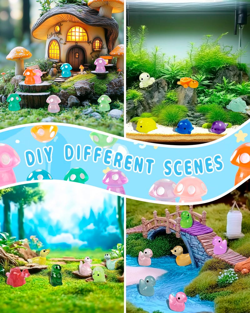 Piemow 180 Pcs Mini Resin Animals Kit - Luminous Tiny Resin Animals Figurines Accessories Gifts for Aquarium Fairy Garden Bonsai Decor - Image 4