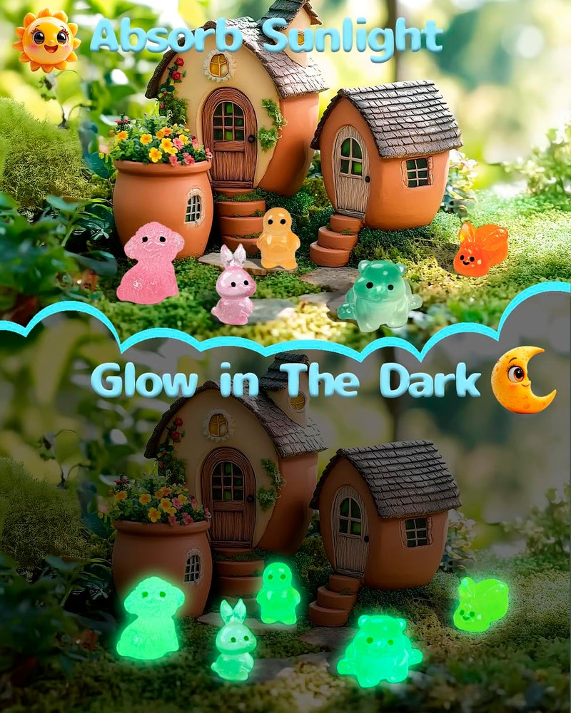 Piemow 180 Pcs Mini Resin Animals Kit - Luminous Tiny Resin Animals Figurines Accessories Gifts for Aquarium Fairy Garden Bonsai Decor - Image 3