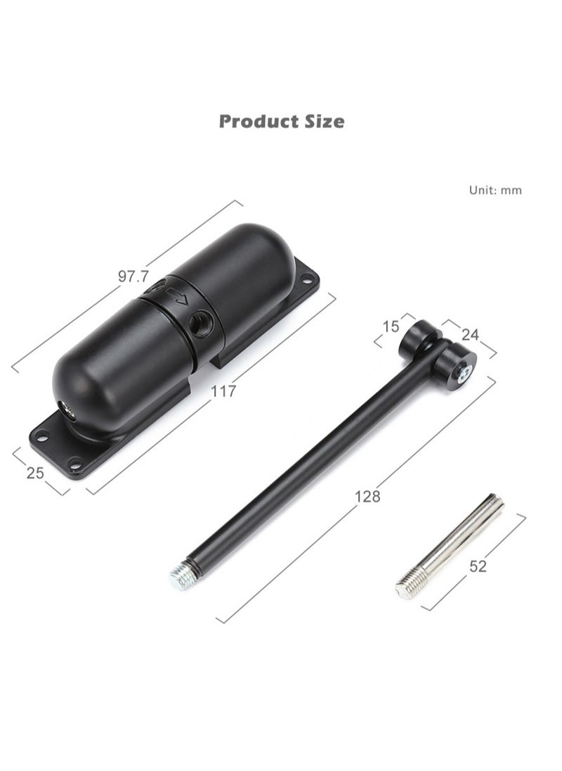 SYOSI - Automatic Door Closer, SYOSI Safety Wheel Roller Spring Door Closer Easy to Install to Convert Hinged Doors to Self-Closing Diecast Construction Black - Image 1