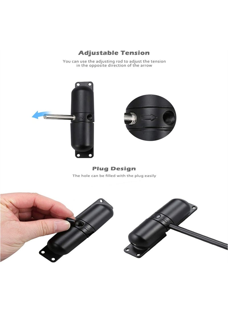 SYOSI - Automatic Door Closer, SYOSI Safety Wheel Roller Spring Door Closer Easy to Install to Convert Hinged Doors to Self-Closing Diecast Construction Black - Image 1