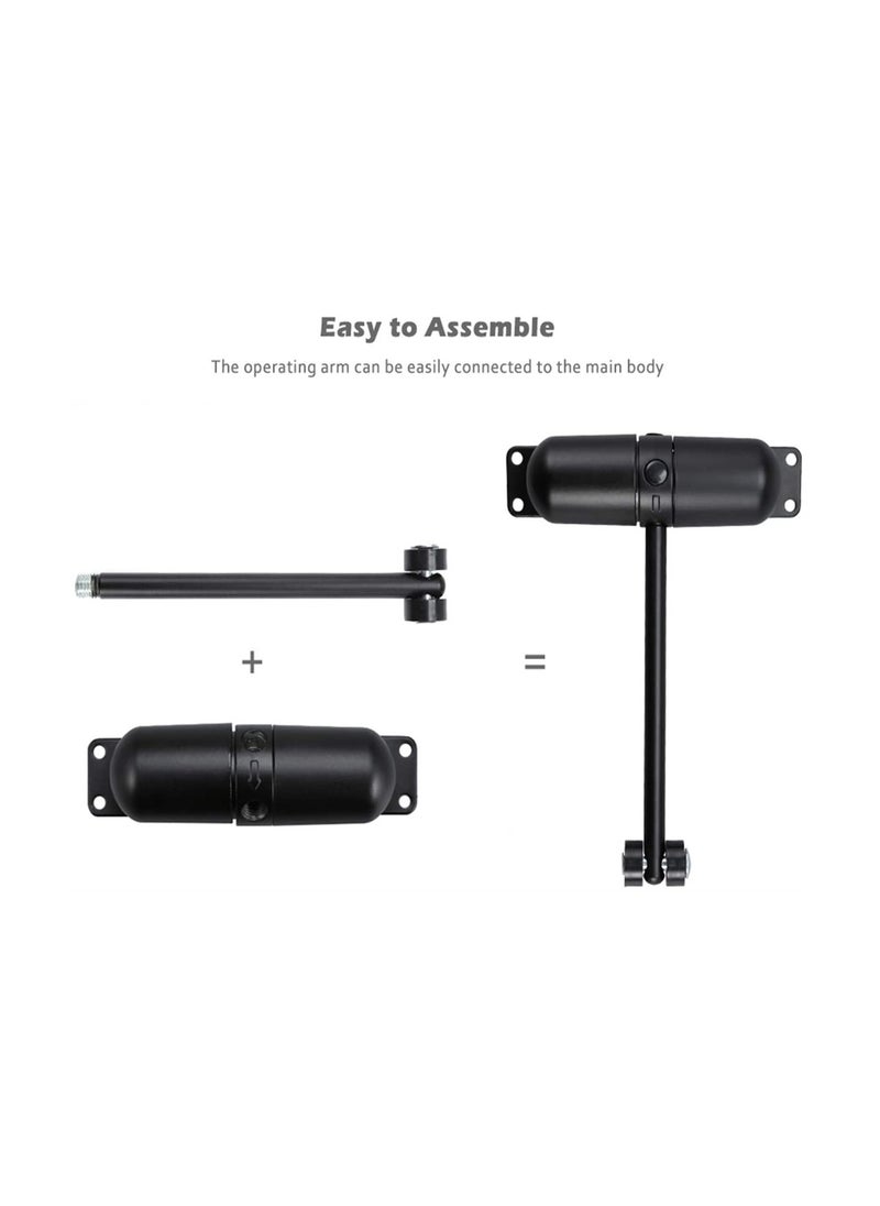SYOSI - Automatic Door Closer, SYOSI Safety Wheel Roller Spring Door Closer Easy to Install to Convert Hinged Doors to Self-Closing Diecast Construction Black - Image 1