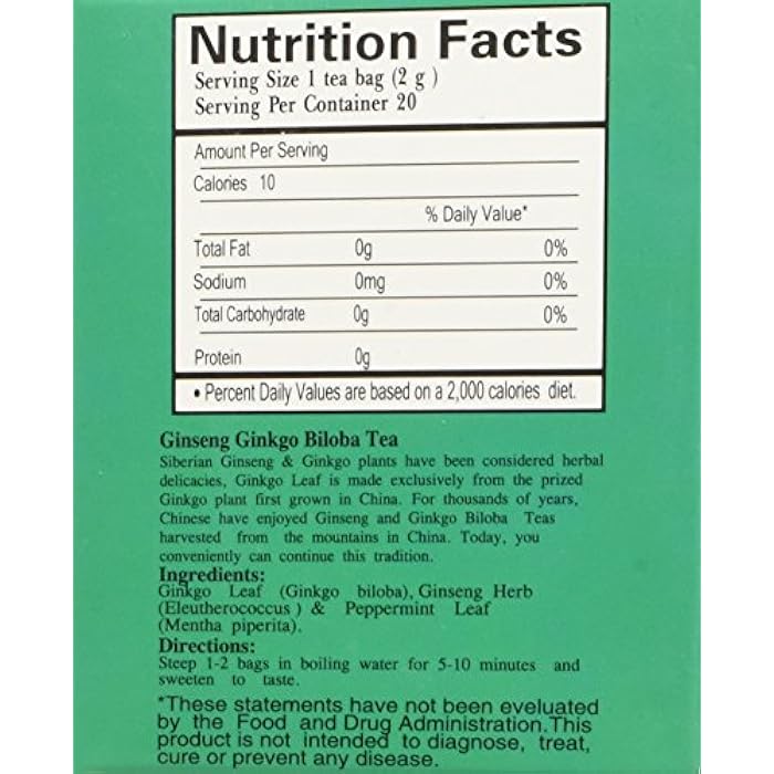 Royal King Ginseng Ginkgo Biloba Tea (20 Bags) - Image 2