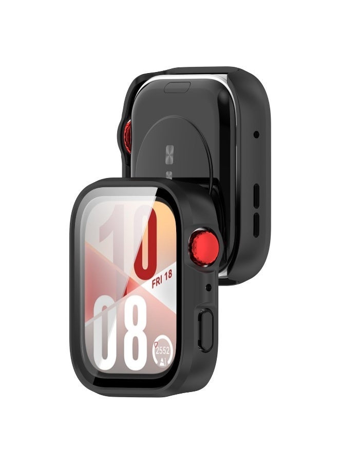 1pcs Case and Screen Protector for Huawei Watch Fit 4, All-around Anti Scratch Shockproof Protective Hard PC Full Cover Tempered Glass Compatible with Huawei Watch Fit4 (Black) - Image 3