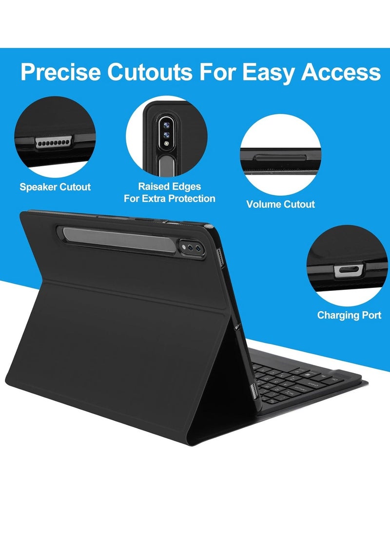 Samsung Galaxy Tab S8 Plus/S7 FE/S7 Plus 12.4” Keyboard Case  Magnetic Detachable Bluetooth Keyboard | Protective Stand Cover with S Pen Charging Support | Slim, Durable Case for Galaxy Tab S8+ (2022), S7 FE (2021), S7+ (2020) – Black