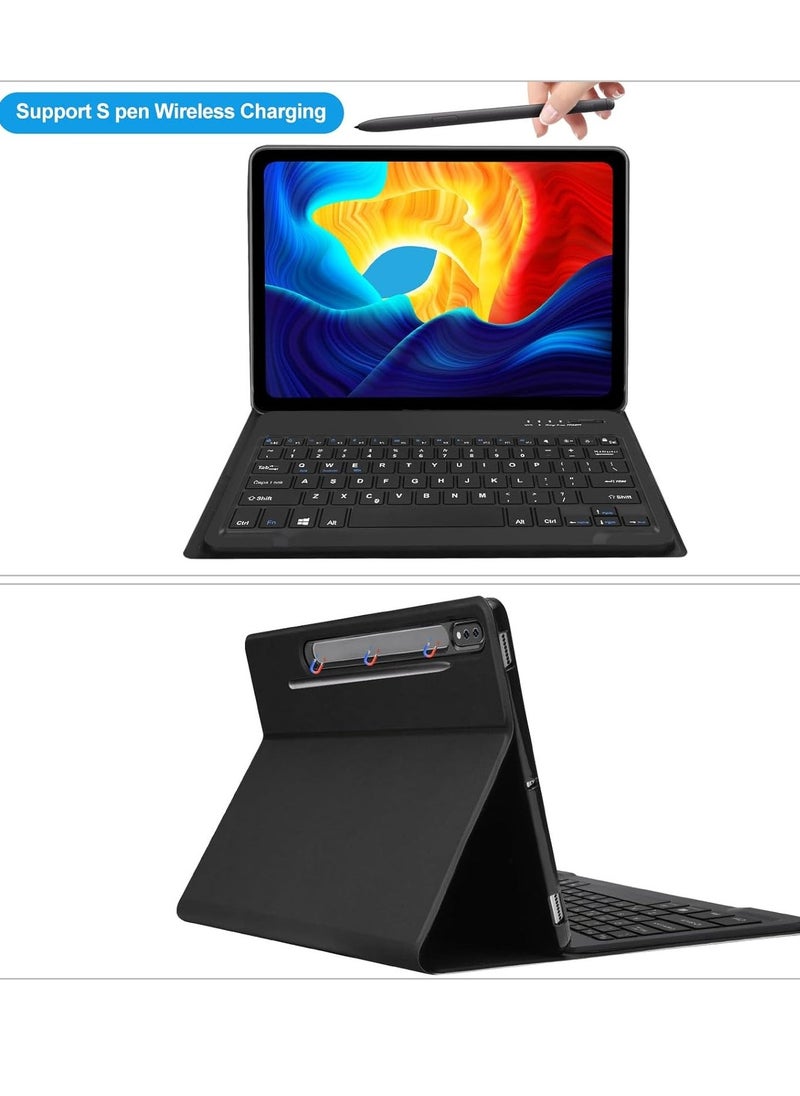 Samsung Galaxy Tab S8 Plus/S7 FE/S7 Plus 12.4” Keyboard Case  Magnetic Detachable Bluetooth Keyboard | Protective Stand Cover with S Pen Charging Support | Slim, Durable Case for Galaxy Tab S8+ (2022), S7 FE (2021), S7+ (2020) – Black