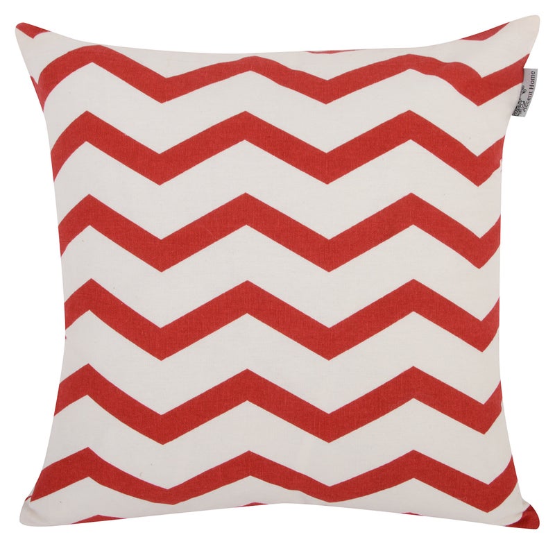 ACCENTHOME Accent Home Cotton Canvas Throw Cushion Cover Printed Both Side For Home Sofa Couch, Chair Back Seat,4pc pack 18x18" in Color Red - Image 2