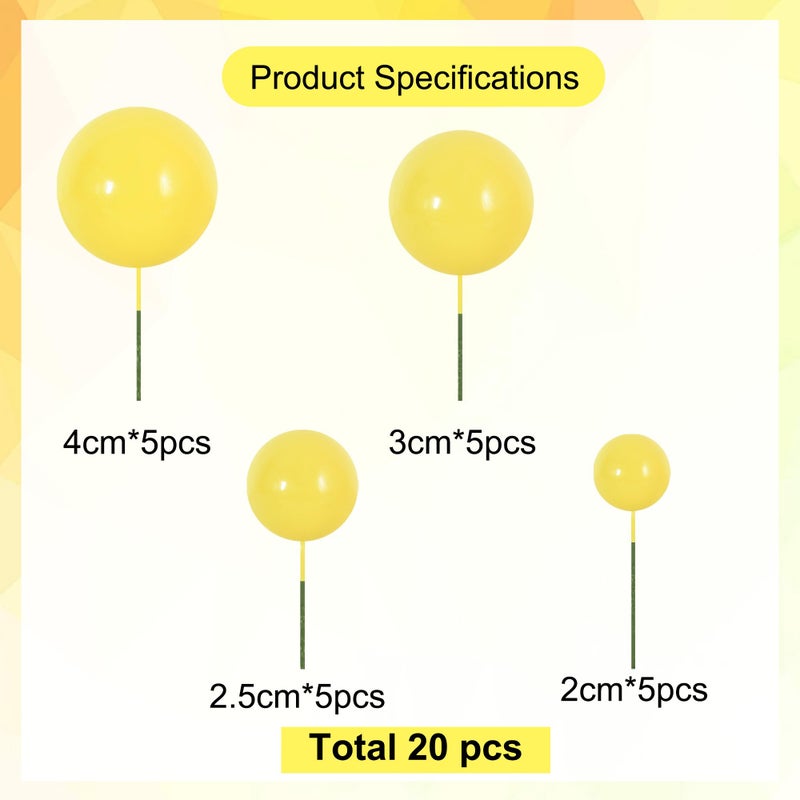 BEISHIDA 20 PCS Yellow Ball Cake Topper Cake Decoration Mini Balls Cake Toppers Foam Balls s Happy Birthday Cake DIY Cake Insert for Baking Birthday Anniversary Wedding Baby Shower Party - Image 2
