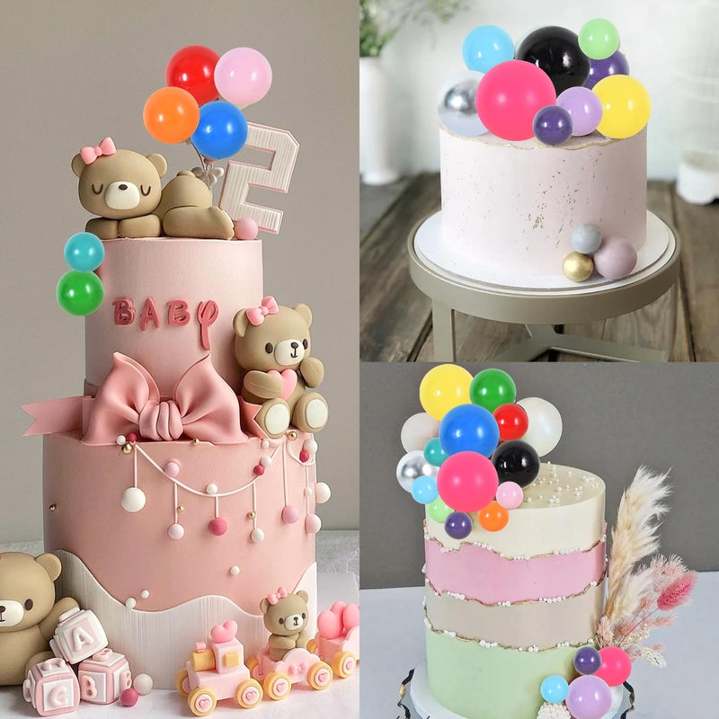 BEISHIDA 20 PCS Yellow Ball Cake Topper Cake Decoration Mini Balls Cake Toppers Foam Balls s Happy Birthday Cake DIY Cake Insert for Baking Birthday Anniversary Wedding Baby Shower Party - Image 4