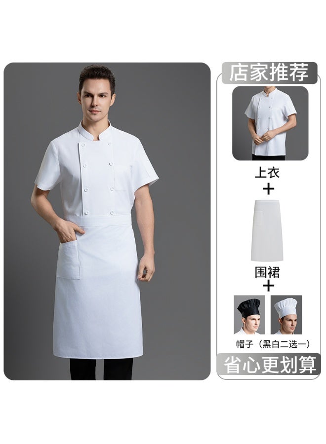 NIBEMINENT Chef Uniform Short Sleeve Kitchen Jacket Restaurant Cook Coat Hotel Catering Clothes Cooking Shirt Baker Waiter Workwear  - Image 1