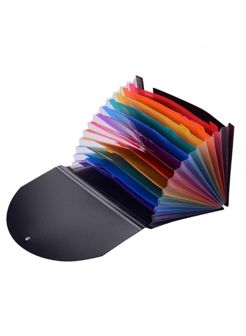 12 Pockets Expanding File Folders Portable Accordion A4 Expandable File Organizer Large Capacity Multicolor Plastic Business File Box Rainbow Colored A4 Paper Filing Cabinet with Cover Receipt Organizer - Image 5