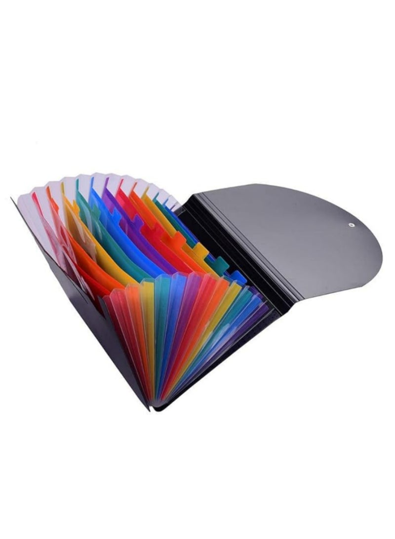 12 Pockets Expanding File Folders Portable Accordion A4 Expandable File Organizer Large Capacity Multicolor Plastic Business File Box Rainbow Colored A4 Paper Filing Cabinet with Cover Receipt Organizer - Image 4