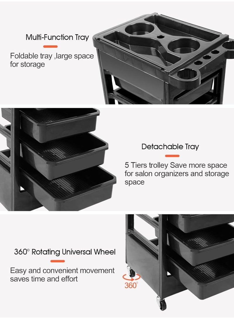 Meishida Salon Trolley - Space Saving Salon Rolling Cart for Extra Storage - Hair Salon Beauty Tools, Salon Organiser - Multipurpose Tool Cart - Barber Tray - Image 3