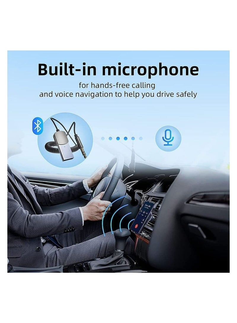 Captaintech Bluetooth Aux Adapter Car Bluetooth v5.0 Wireless Receiver USB to 3.5mm Jack Adapter Built-in Microphone Aux Input for Hands-Free Calls Plug Play Auto Power on for Car Speaker Home Audio - Image 5