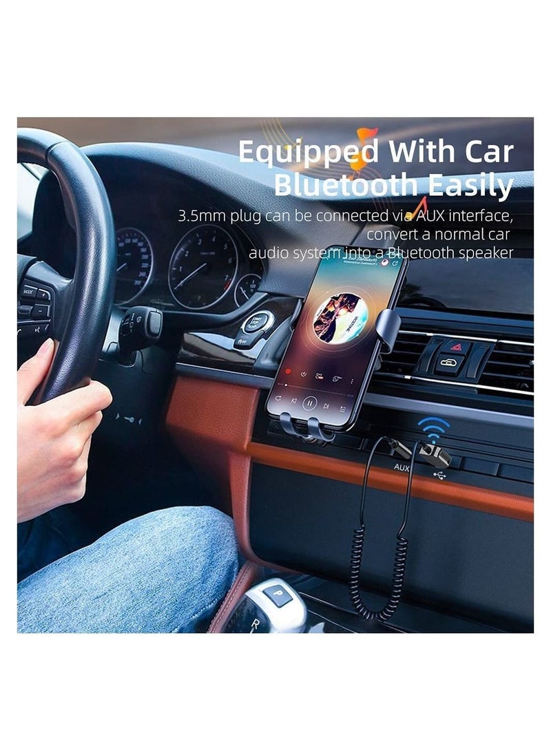 Captaintech Bluetooth Aux Adapter Car Bluetooth v5.0 Wireless Receiver USB to 3.5mm Jack Adapter Built-in Microphone Aux Input for Hands-Free Calls Plug Play Auto Power on for Car Speaker Home Audio - Image 4