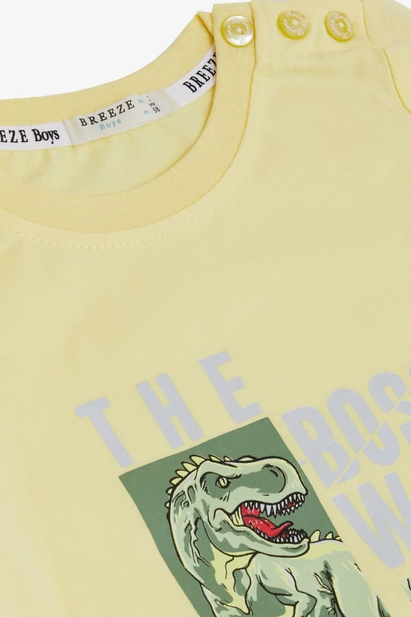 بريز Boy's T-Shirt Strong Dinosaur Printed 1.5-5 Years, Yellow