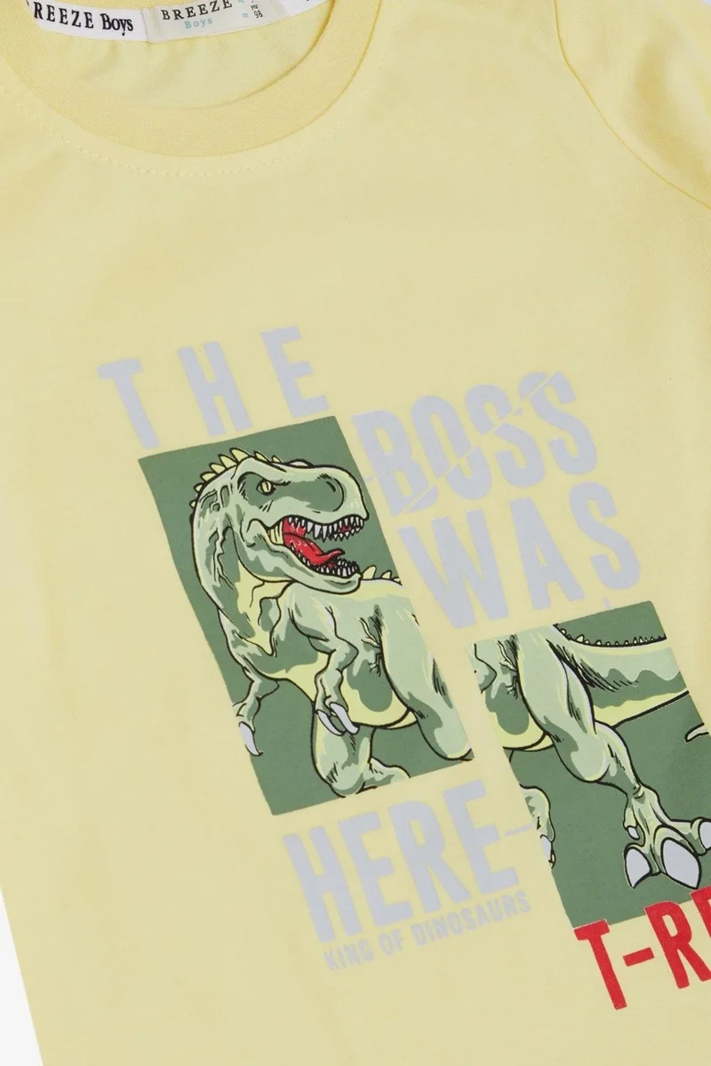 بريز Boy's T-Shirt Strong Dinosaur Printed 1.5-5 Years, Yellow