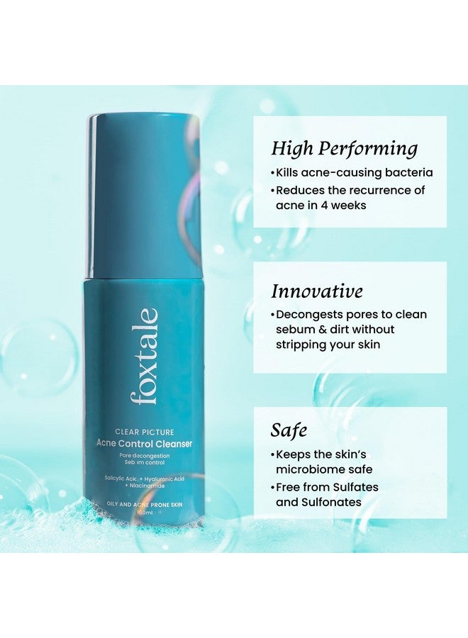 foxtale 2% Salicylic Acid Face Wash For Oily & Acne Prone Skin With Niacinamide Hyaluronic Acid | Anti Acne Cleanser For Oil Control | Reduces Pimples And Breakouts | Men & Women 100 Ml - Image 2