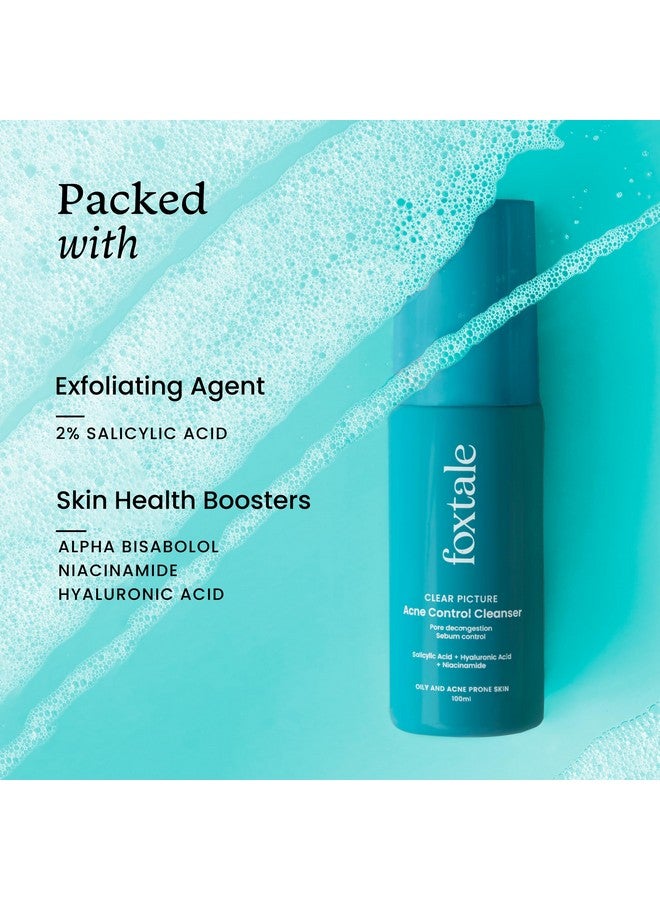 foxtale 2% Salicylic Acid Face Wash For Oily & Acne Prone Skin With Niacinamide Hyaluronic Acid | Anti Acne Cleanser For Oil Control | Reduces Pimples And Breakouts | Men & Women 100 Ml - Image 4