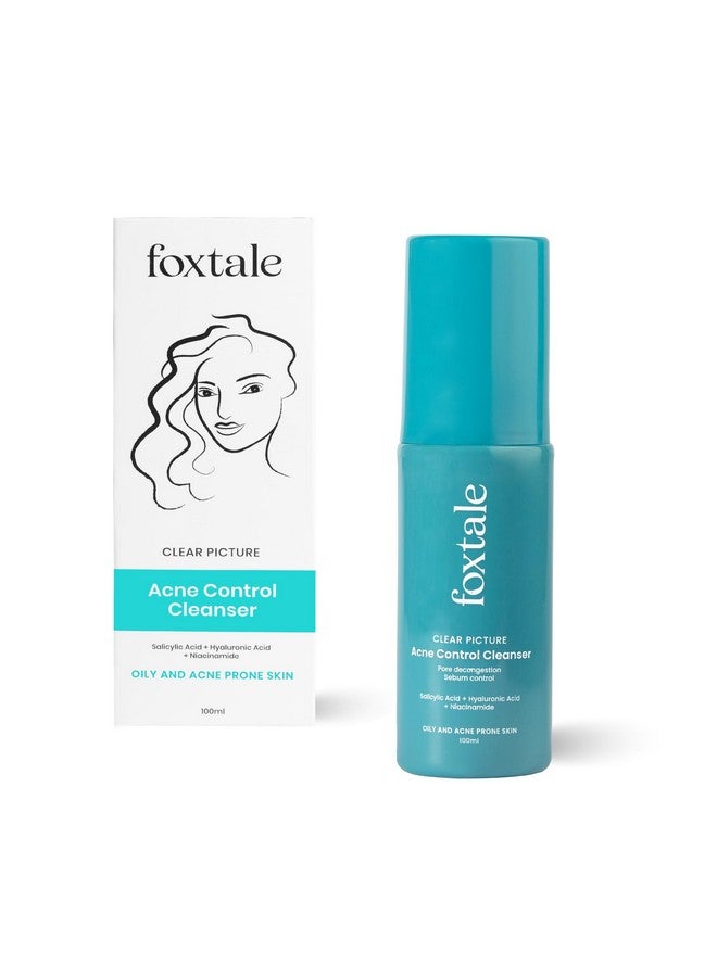 foxtale 2% Salicylic Acid Face Wash For Oily & Acne Prone Skin With Niacinamide Hyaluronic Acid | Anti Acne Cleanser For Oil Control | Reduces Pimples And Breakouts | Men & Women 100 Ml - Image 1