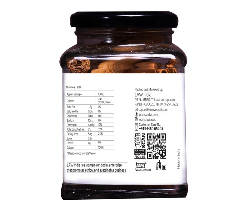 looms & weaves - Premium Ceylon Cinnamon Quills दालचीनी (Cinnamomum verum)- 100 gm (in GLASS JAR) - Image 3