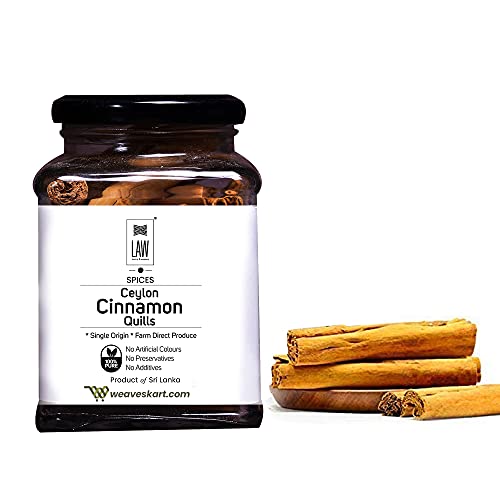 looms & weaves - Premium Ceylon Cinnamon Quills दालचीनी (Cinnamomum verum)- 100 gm (in GLASS JAR) - Image 1