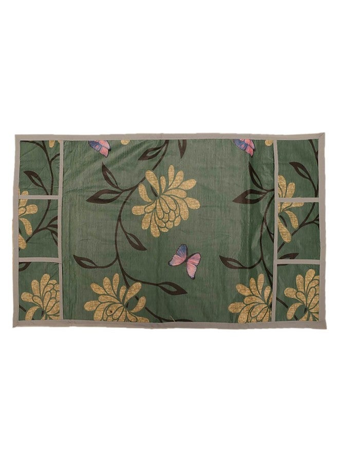 Kuber Industries Kuber Industries Floral Print PVC Fridge Top Cover with 6 Utility Side Pockets (Green)  - Image 2
