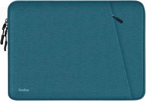 Naukay Laptop Sleeve 15.6 inch, Shockproof Protective Computer Sleeve Cover with Accessories Pocket, Water Resistant Traveling Carrying Laptop Bag Compatible for MacBook Dell HP Acer Asus Lenovo, Cyan - Image 1