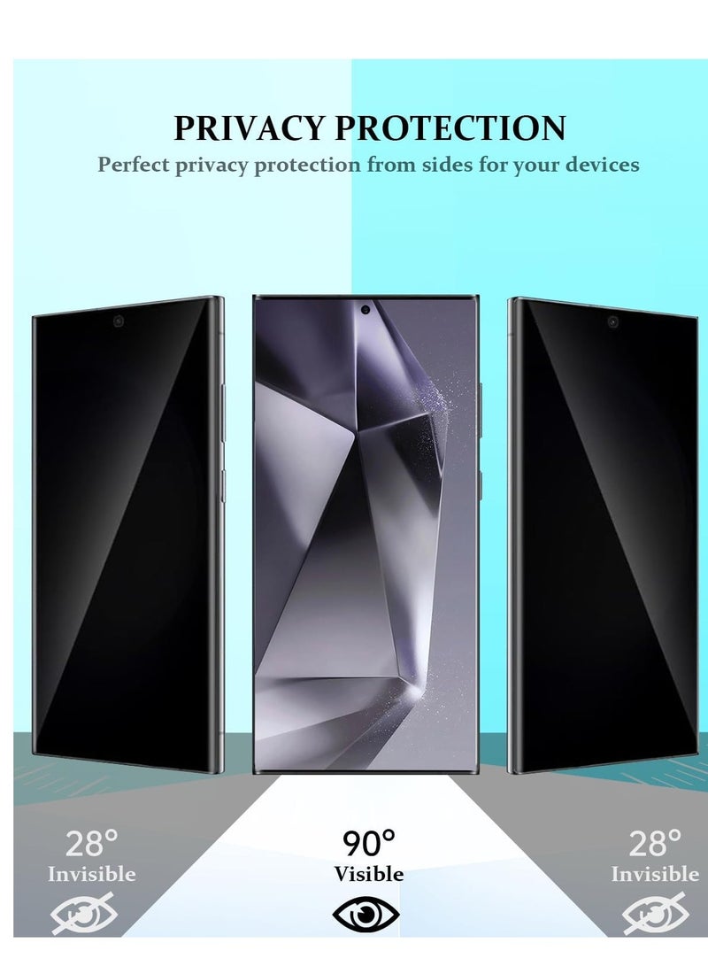 JAJEEK "2024 Privacy Screen Protector for Samsung Galaxy S24 Ultra – Tempered Glass with CD Texture, Anti-Spy, Fingerprint ID Support, Black Camera Lens Protection, Full Coverage" - Image 4
