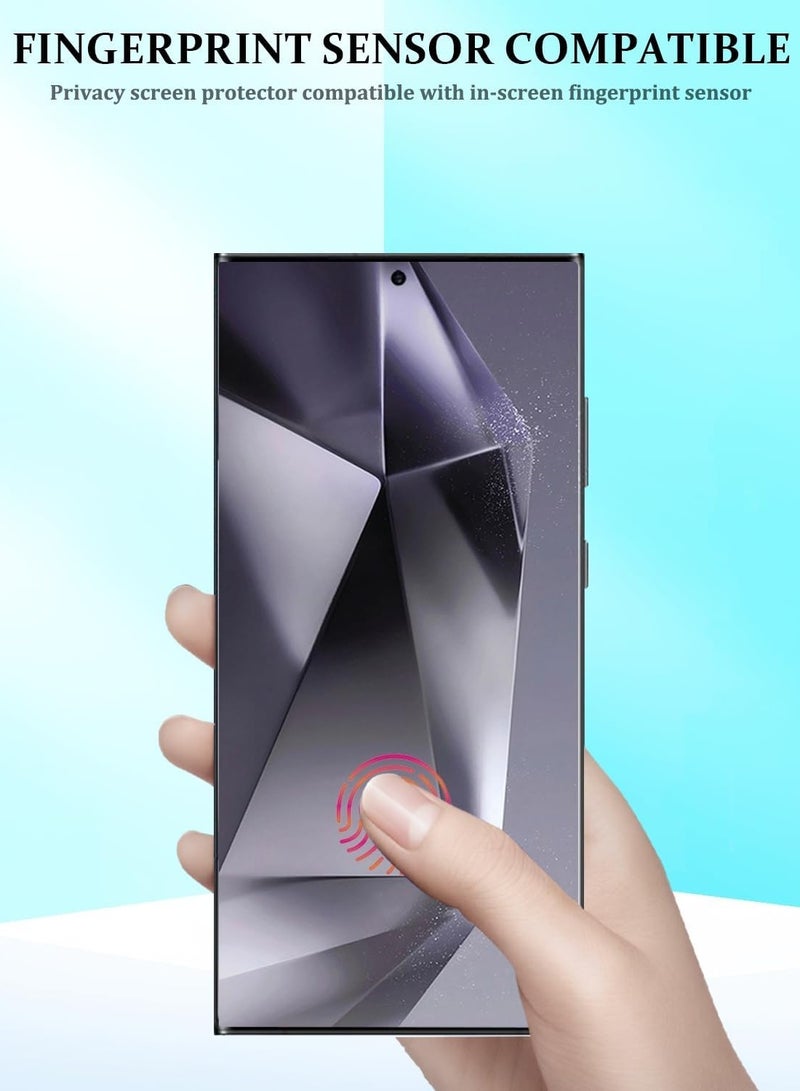 JAJEEK "2024 Privacy Screen Protector for Samsung Galaxy S24 Ultra – Tempered Glass with CD Texture, Anti-Spy, Fingerprint ID Support, Black Camera Lens Protection, Full Coverage" - Image 5