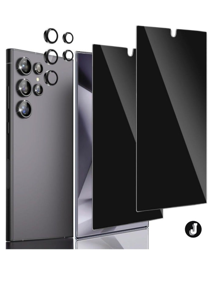 JAJEEK "2024 Privacy Screen Protector for Samsung Galaxy S24 Ultra – Tempered Glass with CD Texture, Anti-Spy, Fingerprint ID Support, Black Camera Lens Protection, Full Coverage" - Image 1