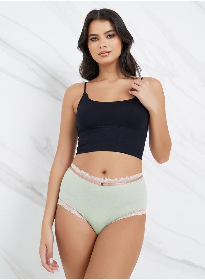 Styli - Pack of 2 - Cotton Contrast Lace Trim Full Brief - Image 1