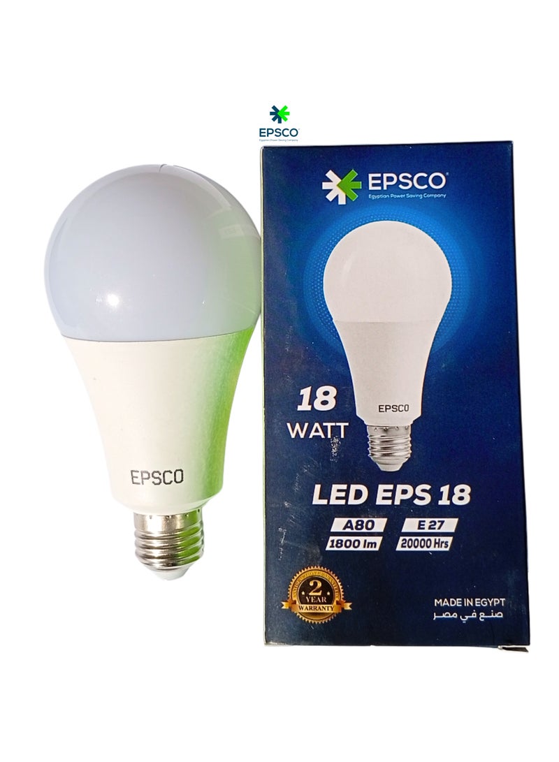 EPSCO Bulb 18 Watt -1800 Lumens - White - E27 - Image 2