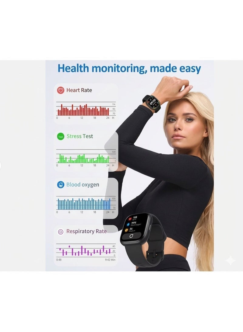 AUX Smart Watch 1.83 Inch AMOLED Display Bluetooth Calling Heart Rate SpO2 Monitor Fitness Tracker Waterproof Smartwatch for Android iOS - Image 3