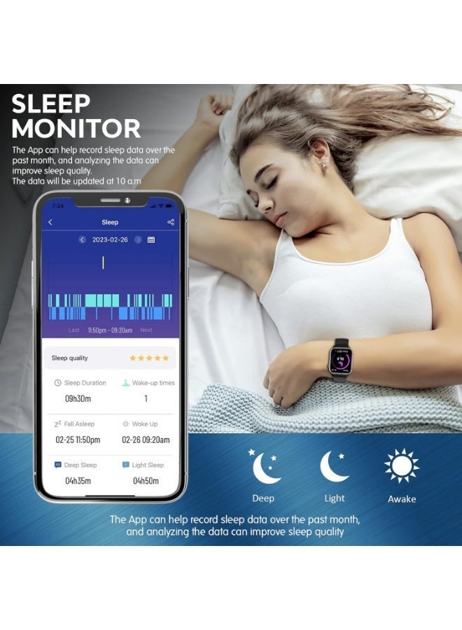 أيه يو إكس ساعة ذكية بشاشة AMOLED مقاس 1.83 بوصة، مزودة بتقنية بلوتوث للمكالمات، ومراقب معدل ضربات القلب (SpO2)، ومتتبع اللياقة البدنية، ومقاومة للماء، متوافقة مع أنظمة أندرويد وiOS. - Image 5