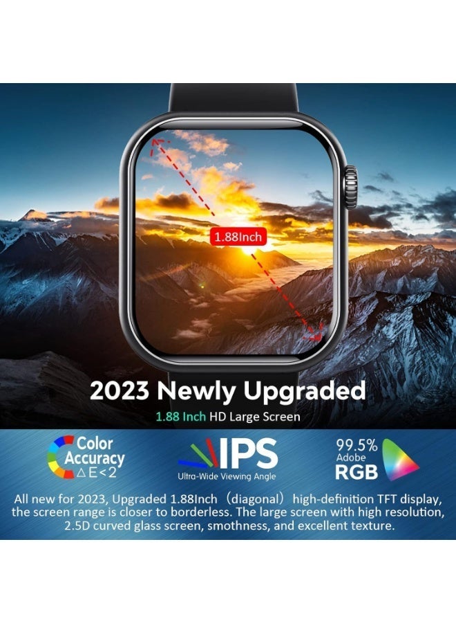 أيه يو إكس ساعة ذكية بشاشة AMOLED مقاس 1.83 بوصة، مزودة بتقنية بلوتوث للمكالمات، ومراقب معدل ضربات القلب (SpO2)، ومتتبع اللياقة البدنية، ومقاومة للماء، متوافقة مع أنظمة أندرويد وiOS. - Image 3