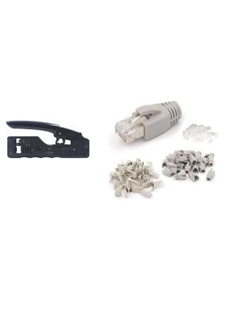 Crimping Tool RJ11 Network Crimper Tool  With 20Pcs Cat6A Cat7 Plug 20Pcs RJ45 Boots Cover (Grey Boots) - pzsku/ZA16E799F80EC03F448CFZ/45/_/1693898237/6ee07174-0106-4fbb-a6f9-7da0638934dd