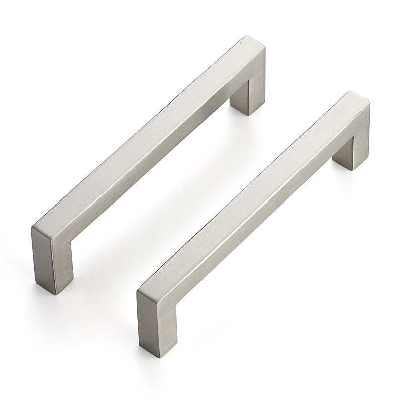 JOY DECOR 8 Pack Cabinet Handles,5 Inch Brushed Nickel Cabinet Pulls,Kitchen Cabinet Handles Square Drawer Pulls Stainless Steel Drawer Hardware Handles, 128mm Hole Centers - Image 1