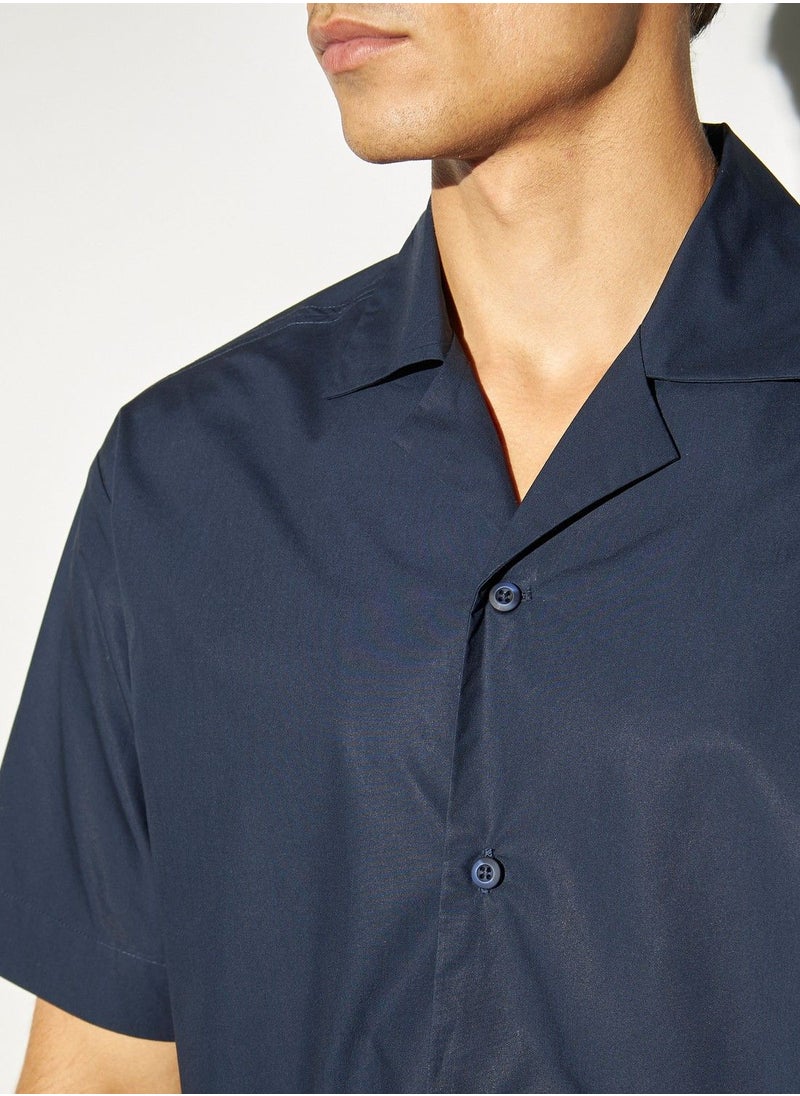 Iconic - Iconic Solid Poplin Shirt with Short Sleeves and Button Closure - Image 1