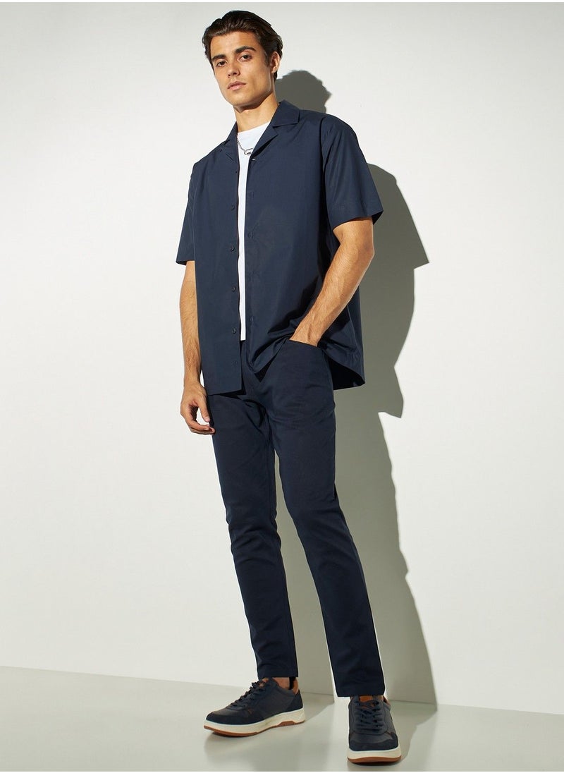 Iconic - Iconic Solid Poplin Shirt with Short Sleeves and Button Closure - Image 1