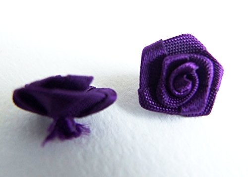 ICRAFY 100 Assorted Tiny Satin Ribbon Rose Bows Diameter 10 mm. Tiny Embellishment Craft Artificial Applique Wedding - Image 4