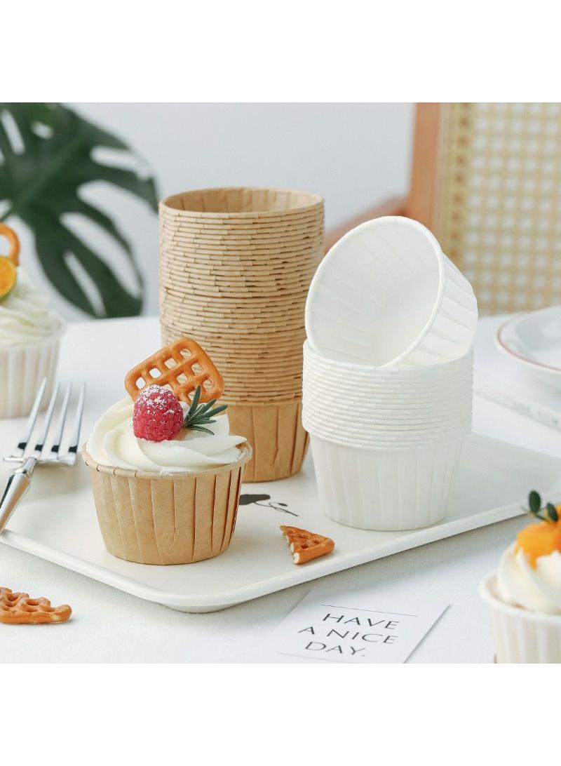 100-Piece Cupcake Baking Cup Paper Cup Roll Edge Coating High Temperature and Oil Resistant Paper Tray Dessert Steaming Cake Mold - Image 1