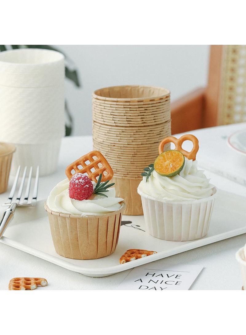 100-Piece Cupcake Baking Cup Paper Cup Roll Edge Coating High Temperature and Oil Resistant Paper Tray Dessert Steaming Cake Mold - Image 3