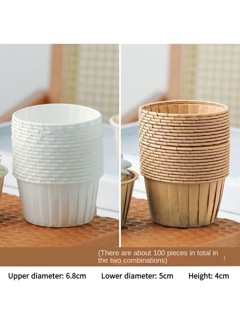 100-Piece Cupcake Baking Cup Paper Cup Roll Edge Coating High Temperature and Oil Resistant Paper Tray Dessert Steaming Cake Mold - Image 4