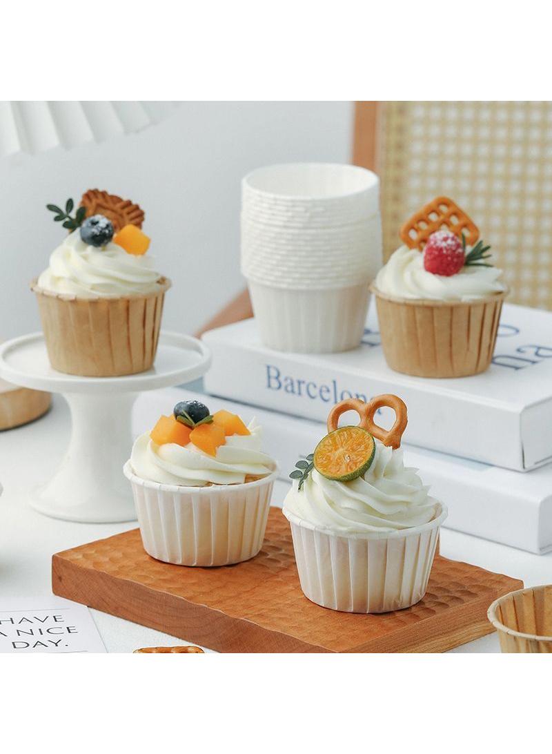 100-Piece Cupcake Baking Cup Paper Cup Roll Edge Coating High Temperature and Oil Resistant Paper Tray Dessert Steaming Cake Mold - Image 2