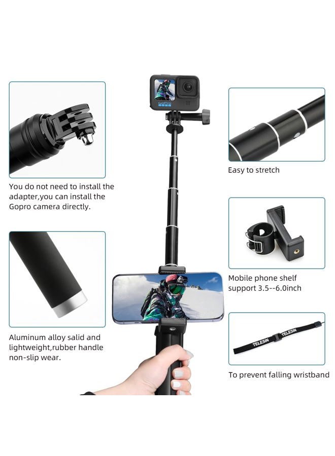AFAITH Selfie Stick for GoPro Hero 13 12 11 10 9 8 7 6 5 4 Mini Max Session, Insta360, DJI OSMO Action Camera, Aluminum Alloy GoPro Selfie Stick with Stable Tripod Waterproof Handheld Monopod - Image 4