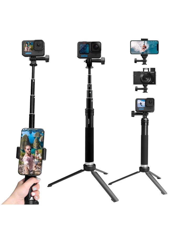 AFAITH Selfie Stick for GoPro Hero 13 12 11 10 9 8 7 6 5 4 Mini Max Session, Insta360, DJI OSMO Action Camera, Aluminum Alloy GoPro Selfie Stick with Stable Tripod Waterproof Handheld Monopod - Image 1