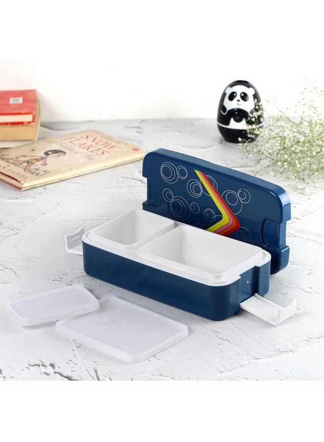 Cello Cello Food Mate Snap Lock Plastic Lunch Box, 713ml, Blue | 2 Compartment with 2 Side Lock for School Kids and Adults | Leak-Proof Snacks Tiffin box for school Kids, Office, Picnic & Travelling  - Image 2