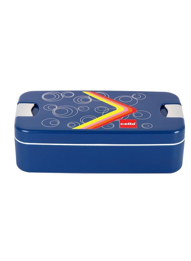 Cello Cello Food Mate Snap Lock Plastic Lunch Box, 713ml, Blue | 2 Compartment with 2 Side Lock for School Kids and Adults | Leak-Proof Snacks Tiffin box for school Kids, Office, Picnic & Travelling  - Image 1